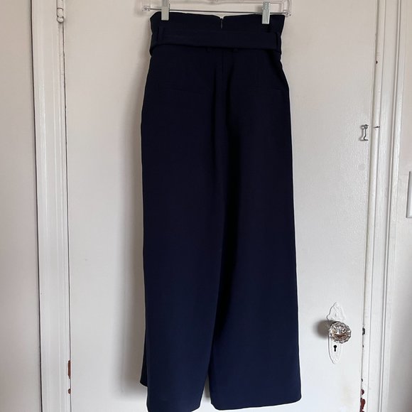 COS - Paperbag fall Leg Trousers Navy High Rise Pant - Picture 3 of 6